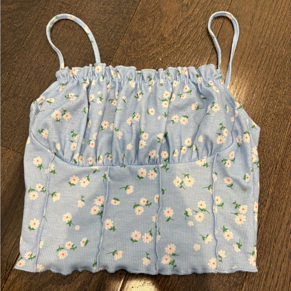 SHEIN Light Blue Floral Top